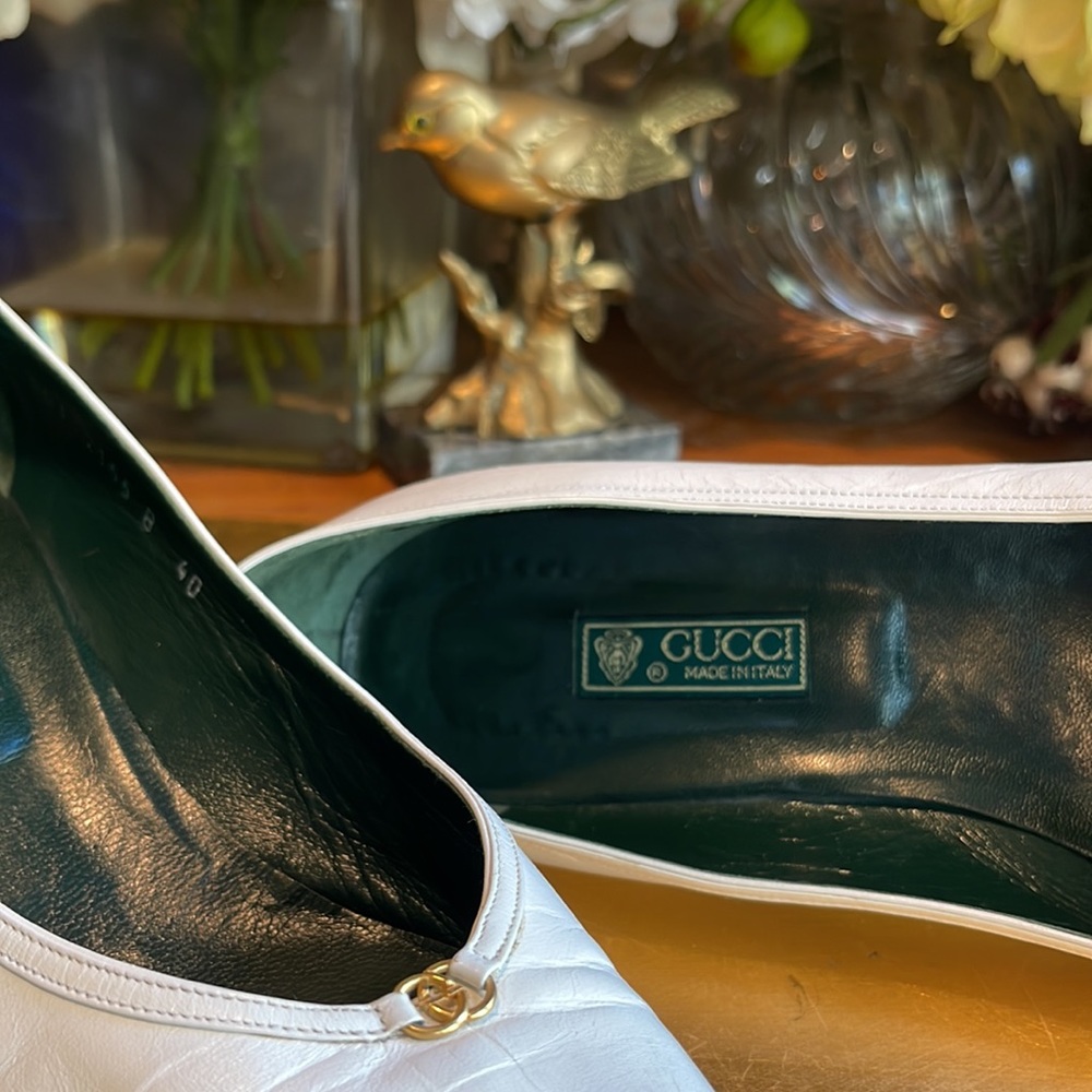 Gucci Logo Heels in Bright White Leather | ULTRA RARE! - Picture 3 of 16